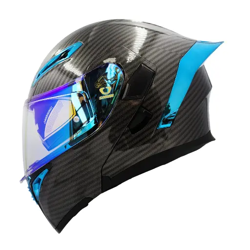 CASCO SOMAN 955-S TEXTURA CARBON AZUL