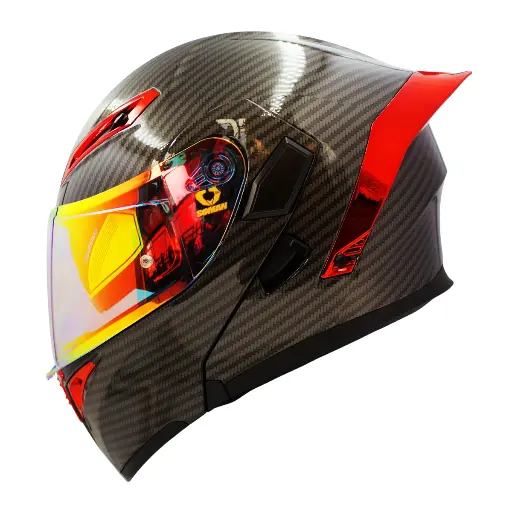 CASCO SOMAN 955-S TEXTURA CARBON ROJO